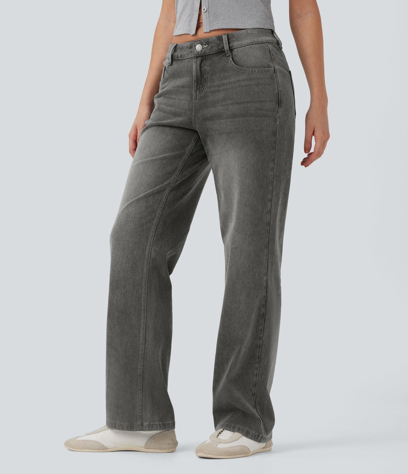Jean décontracté Halara Flex™ taille basse coupe droite avec poches