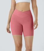 Softlyzero™ Short 17,5cm Yoga Taille Haute Crossover avec Poches Latérales