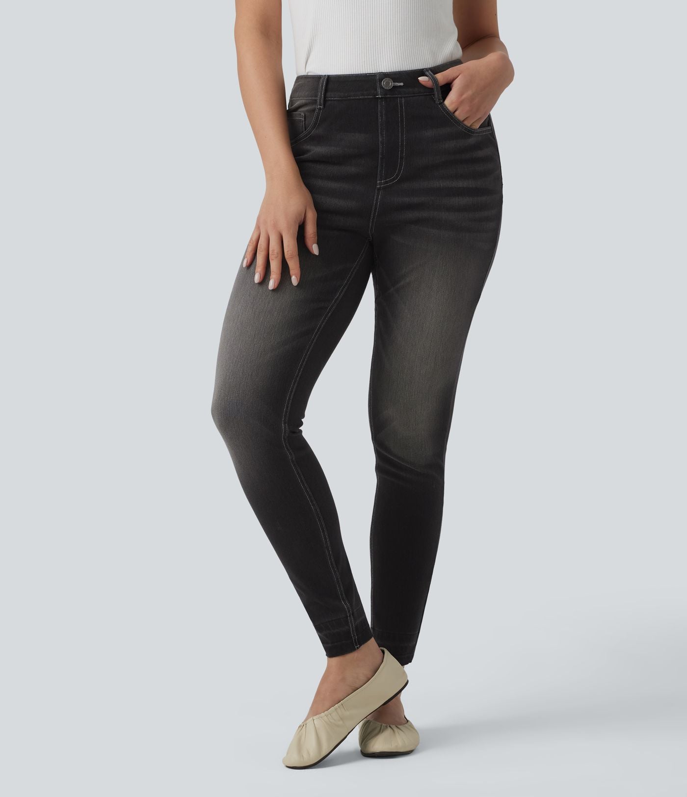 Halara Flex™ Jean slim décontracté taille haute avec poches
