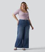 Halara Flex™ Jean large casual grande taille taille haute ventre plat avec poches