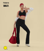 Legging de training bootcut Halara X Smiley® Halara UltraSculpt™ taille haute push-up froncé ventre plat avec poches