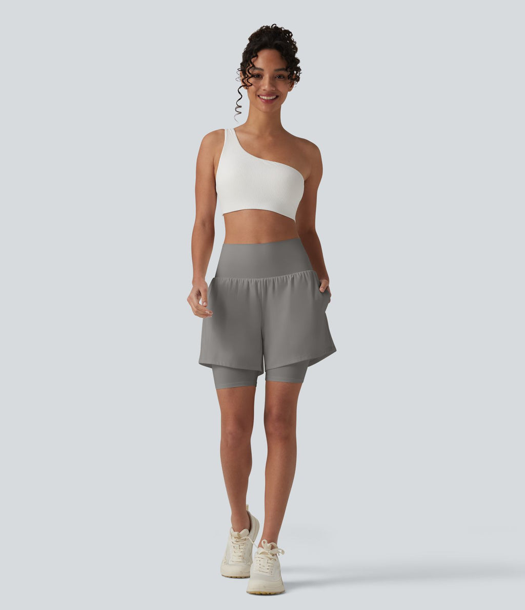 Short de yoga SoftlyZero™ Airy 2-en-1 taille ultra-haute effet frais InstantCool 17,5 cm avec poches