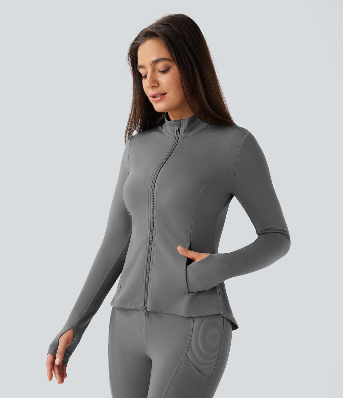 Veste d'équitation ajustée Softlyzero™ avec col montant, passe-pouces, poches, plis et fermeture éclair - Protection UPF50+