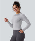 Haut de sport col rond à manches longues sans couture Seamless Flow