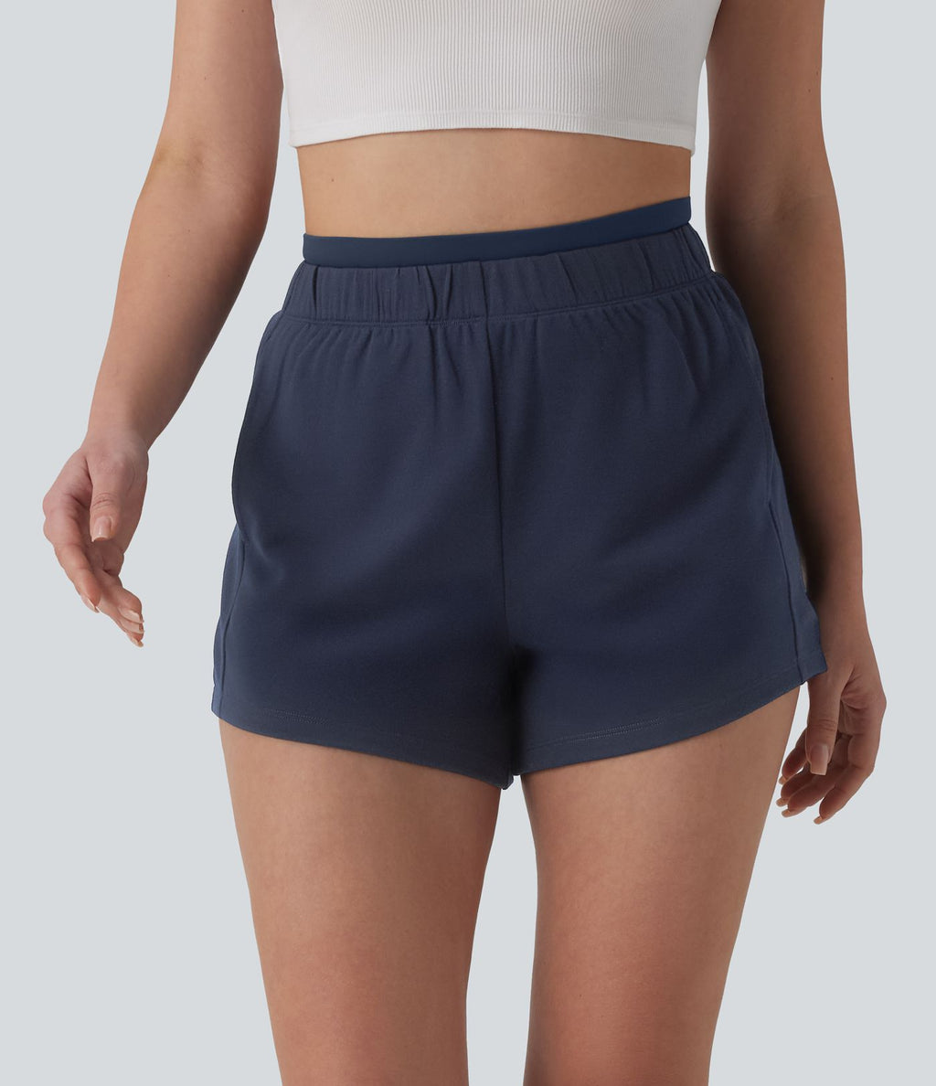Short sweat décontracté 2 en 1 taille haute 10 cm avec poches