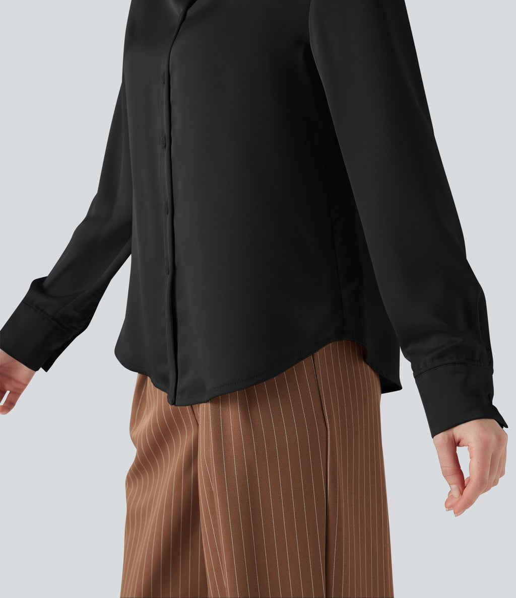 Chemise de travail en satin à manches longues