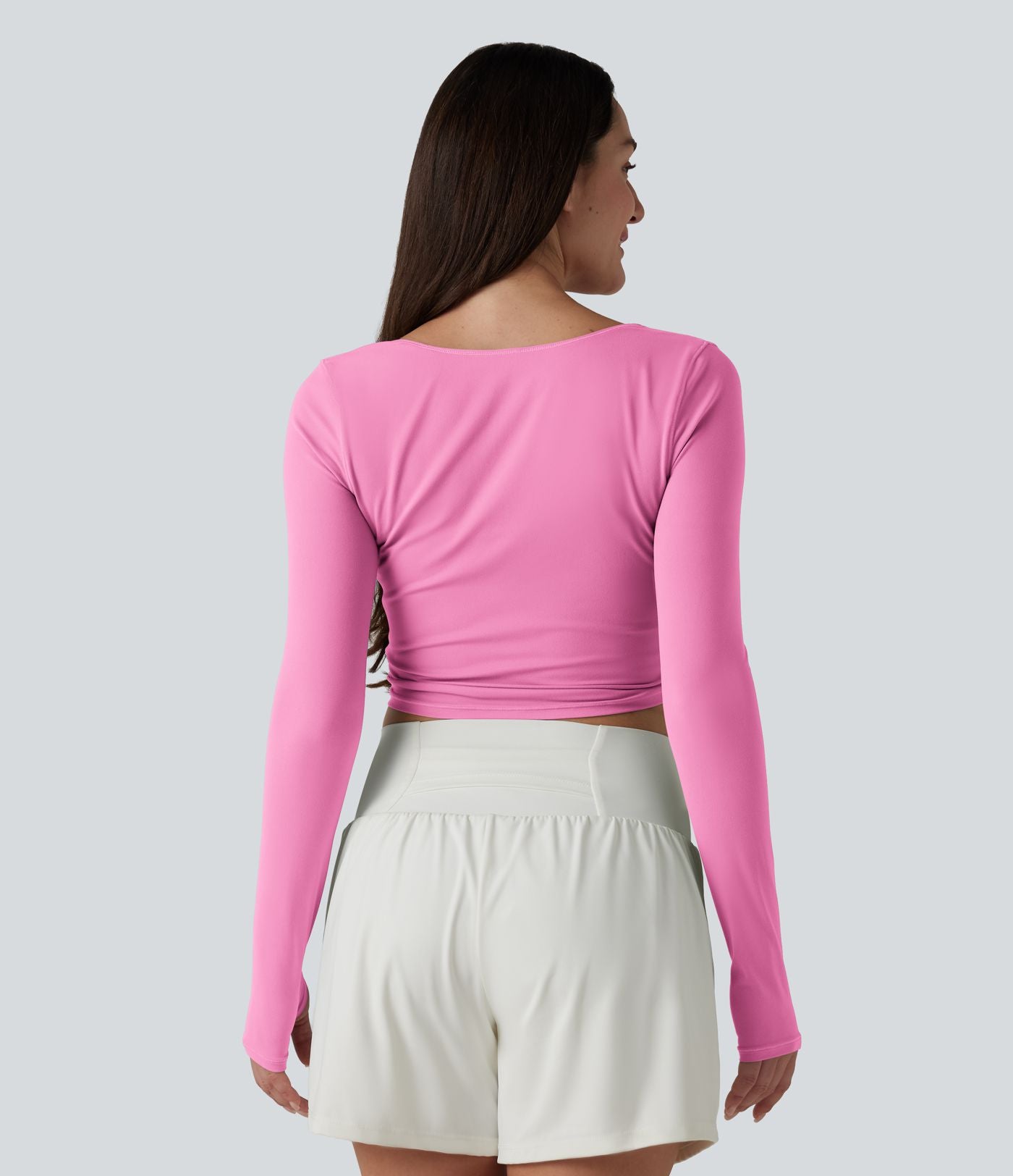 Haut casual SoftlyZero™ cache-cœur à manches longues avec passe-pouces, protection solaire UPF 50+