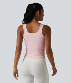OneForm Seamless Flow Débardeur de yoga sans couture col carré avec fronces