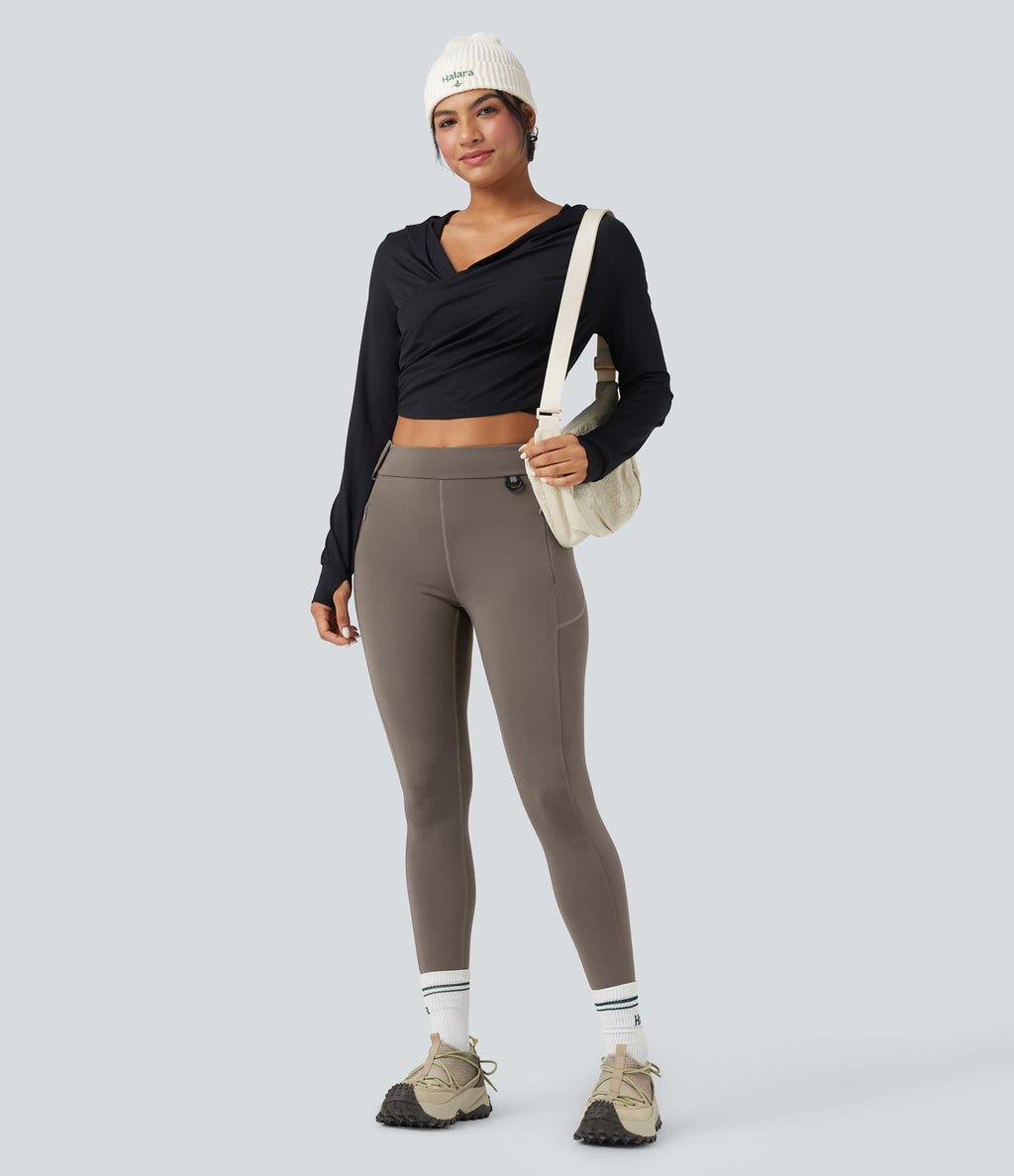 Legging cargo de randonnée résistant à l'usure taille mi-haute avec poches