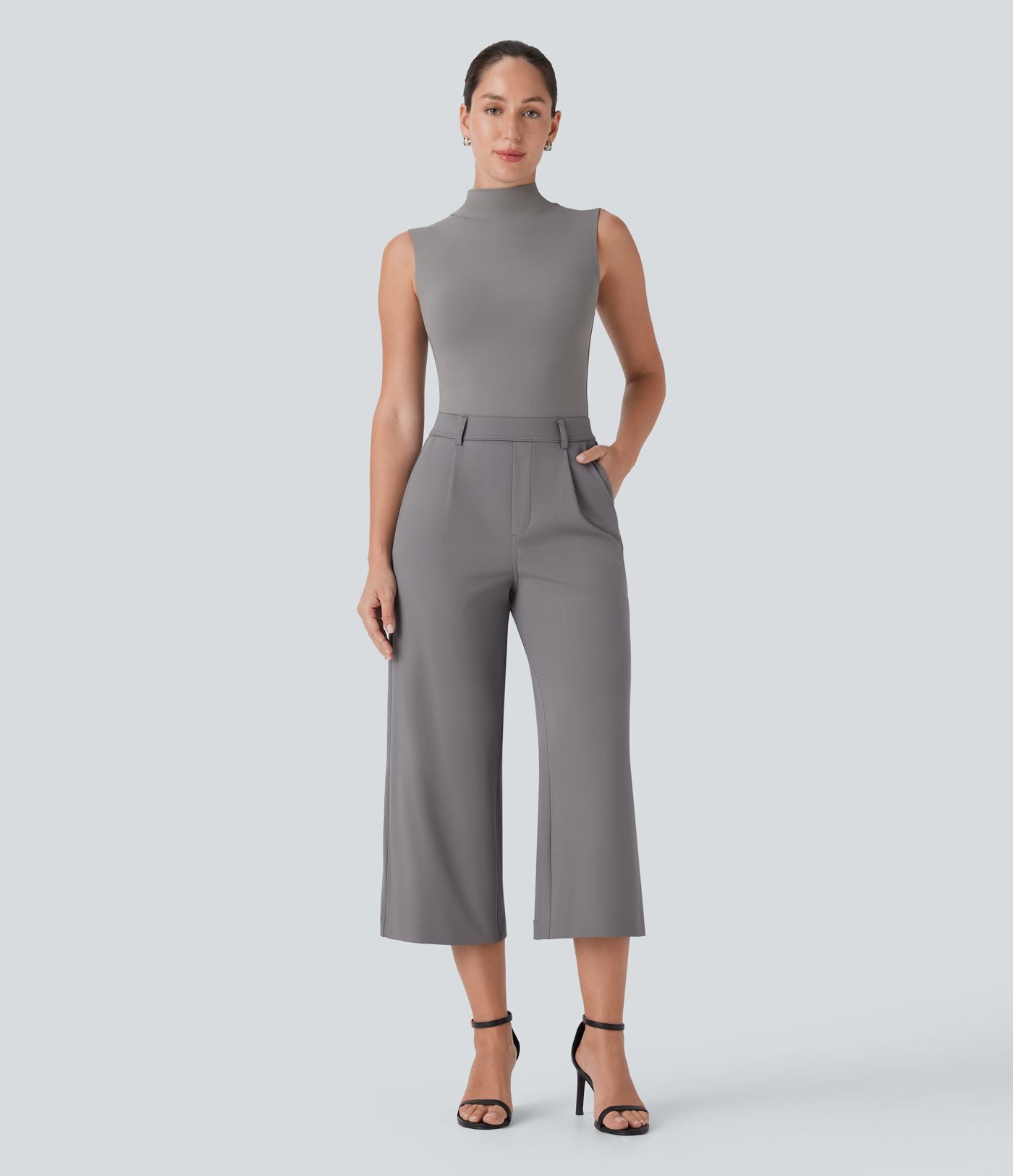 Pantalon capri de travail coupe droite taille haute Halara Flex™ DayStretch avec poches latérales