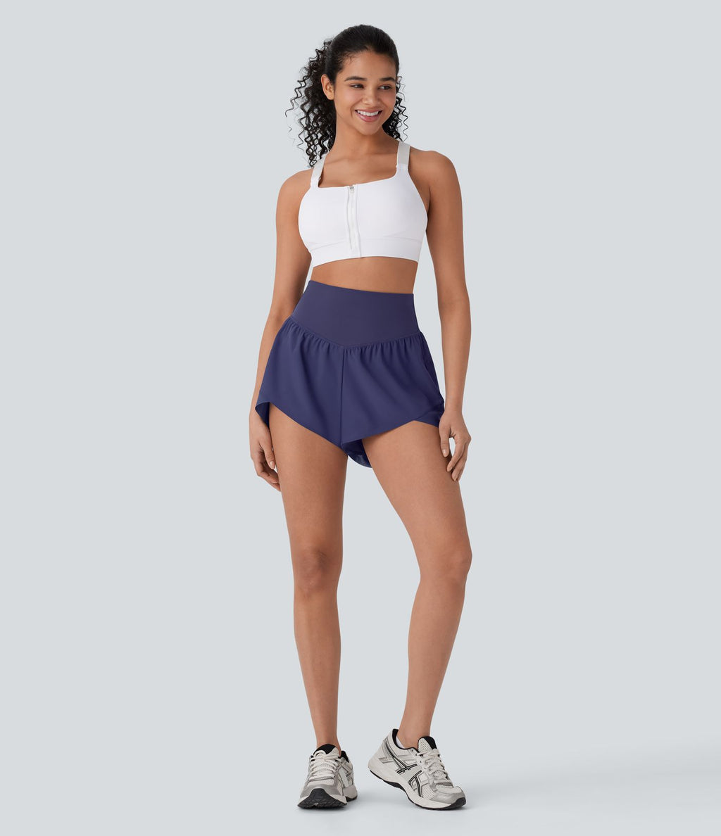 Breezeful™ Short yoga taille haute avec poche arrière ourlet croisé séchage rapide
