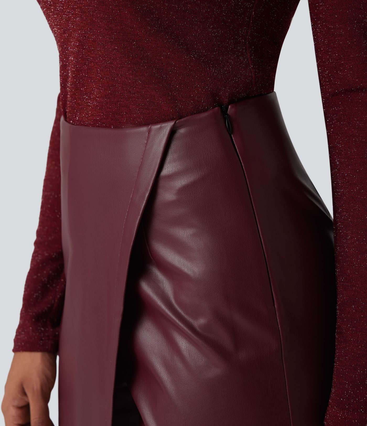 Jupe-short de décontractée courte tissu enduit taille haute