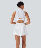 Robe de tennis courte 2-en-1 sans manches ajourée plissée à séchage rapide Breezeful™ avec poches latérales