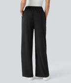 Halara Flex™ Pantalon Tailleur Large Fluide Gaufré Taille Haute Poches Latérales