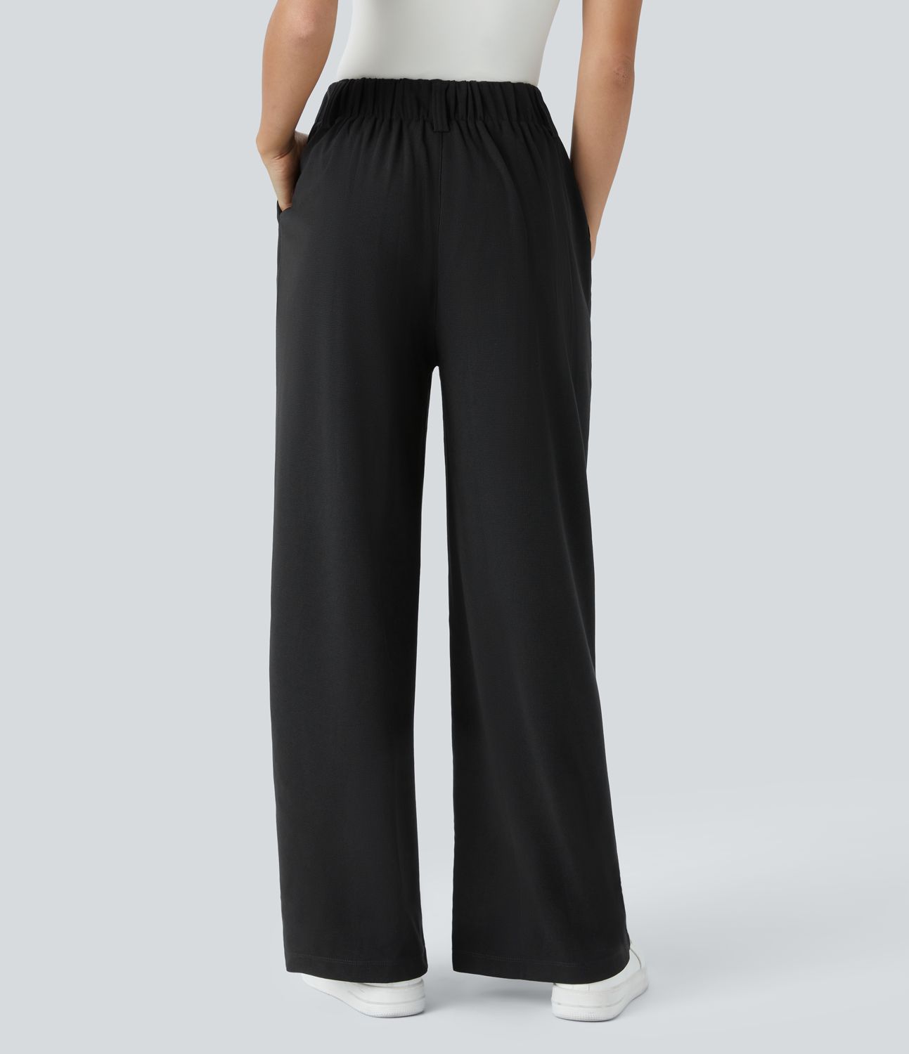 Halara Flex™ Pantalon Tailleur Large Fluide Gaufré Taille Haute Poches Latérales