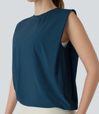 Débardeur de yoga col rond froncé, tissu rafraîchissant - Protection UPF50+