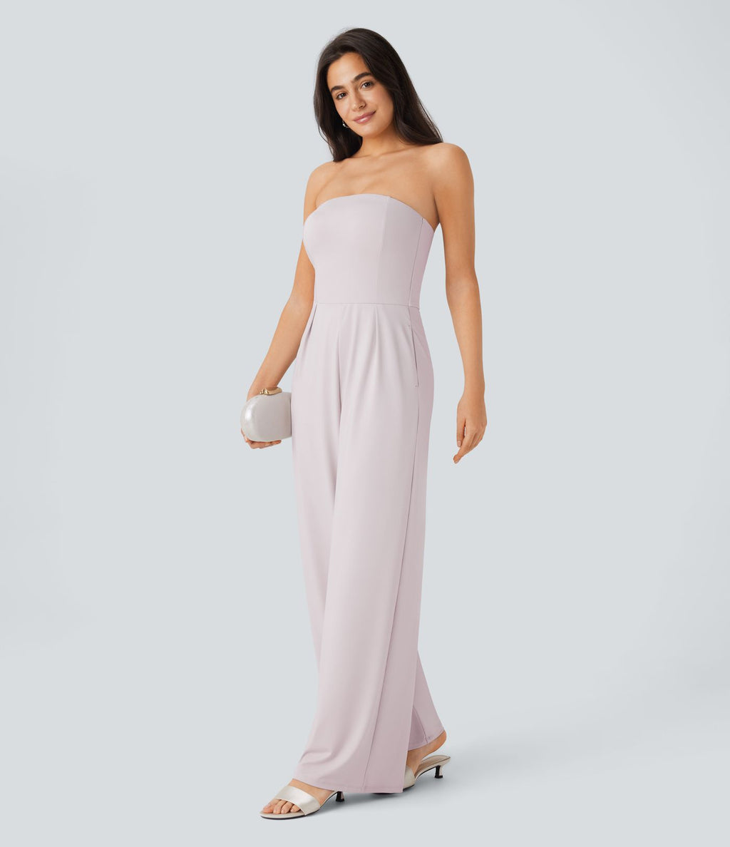 Combinaison bustier à jambes larges avec poches latérales et fermeture éclair invisible - Édition Easy Peasy - Pour mariages et cérémonies