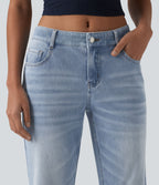 Halara Flex™ Jean évasé décontracté délavé taille basse avec poches