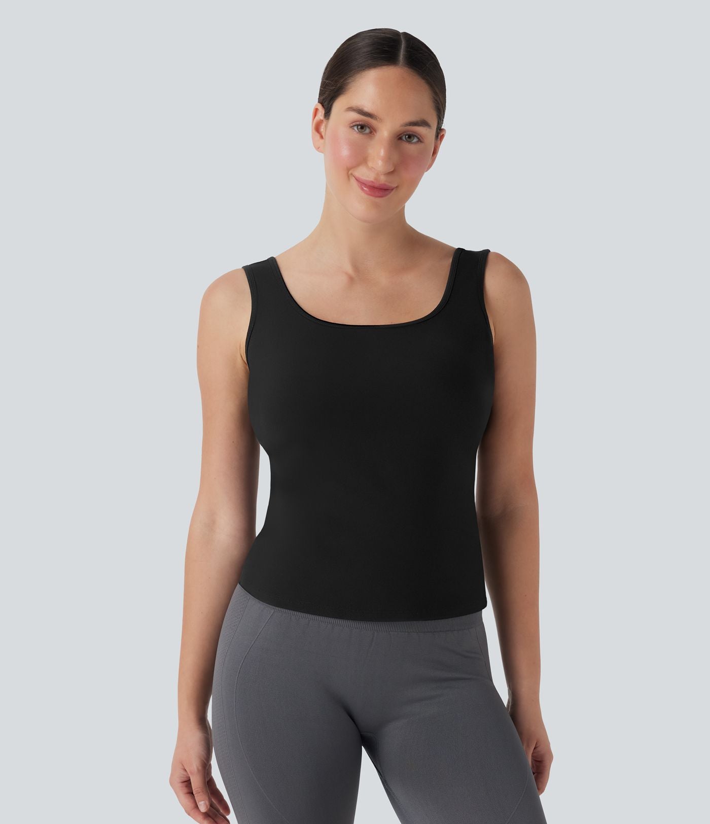 Débardeur yoga col U croisé longueur étendue E-G