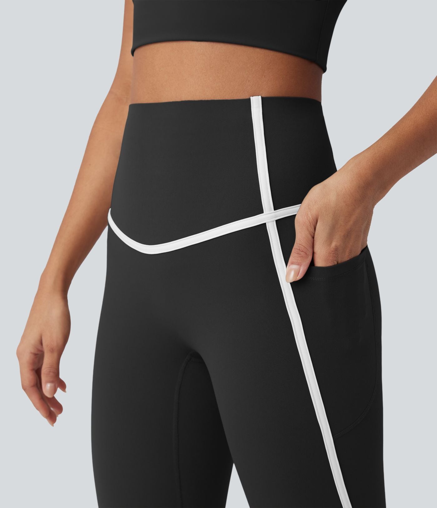 Legging 7/8 de yoga taille haute gainant color block Halara UltraSculpt™ avec poches