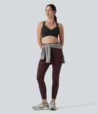 Brassière de sport yoga maintien léger dos croisé ouvert bretelles réglables froncée avec brassière intégrée, à effet frais InstantCool et séchage rapide, protection solaire UPF50+