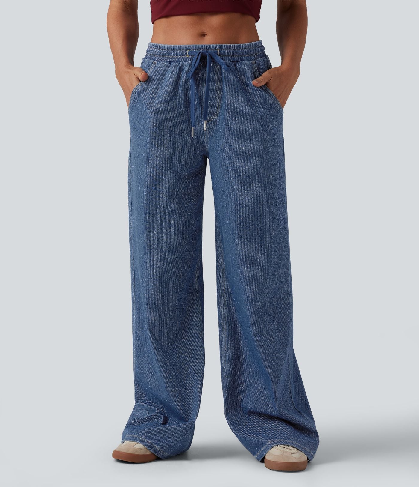 Jogging taille basse Halara Flex™ jambes larges, effet sparkle, avec poches