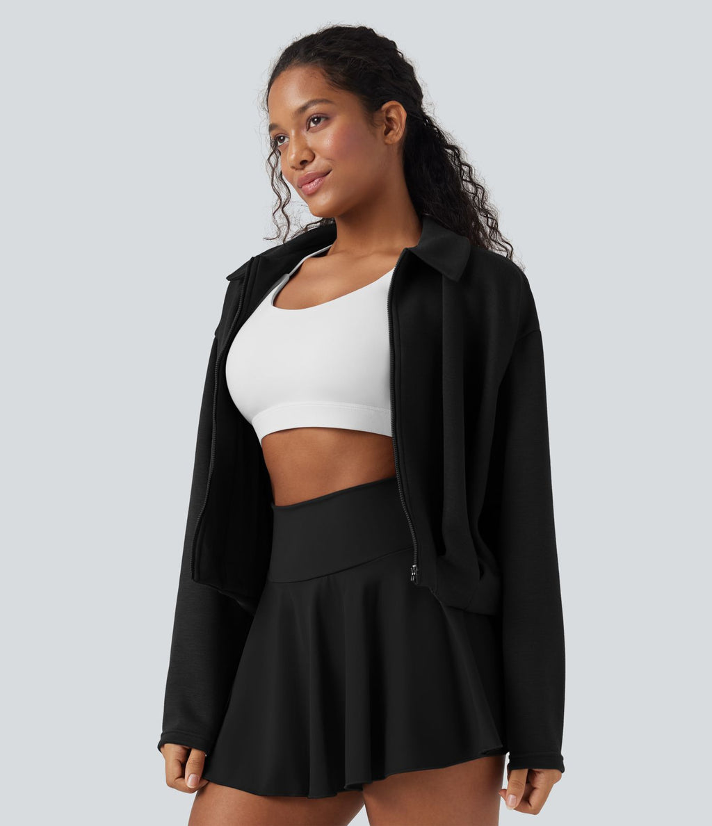 Veste décontractée SpacerTek™ à manches longues, col et plis, avec fermeture éclair