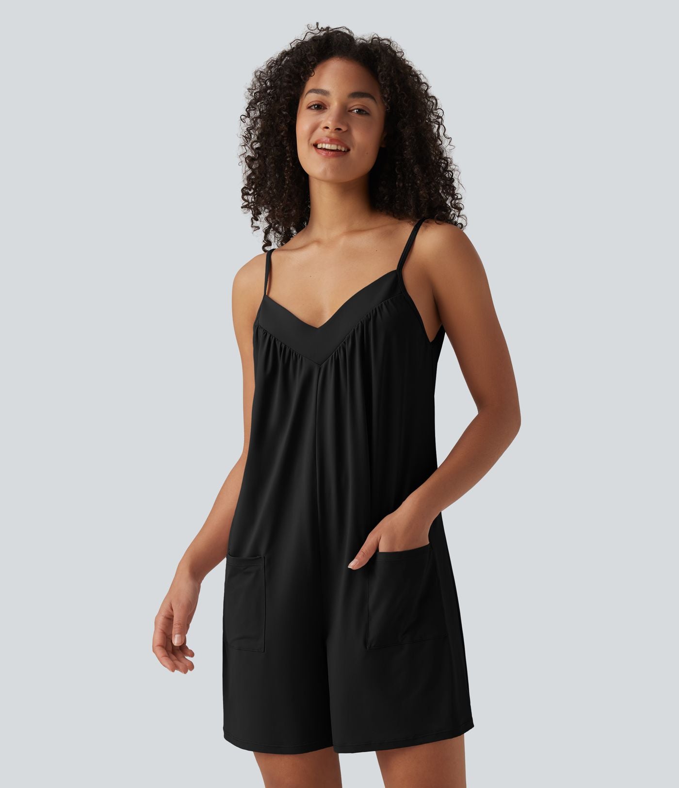 Combishort casual col V avec poches