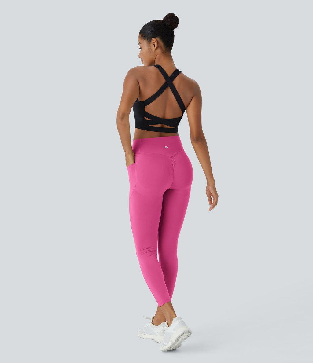 Legging d'entraînement gainant galbant taille haute avec effet scrunch et poches Halara UltraSculpt™