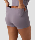 Robe sport de danse mini 2-en-1 SoftlyZero™ avec brassière intégrée, mesh contrasté et poches - Édition Easy Peasy - UPF50+
