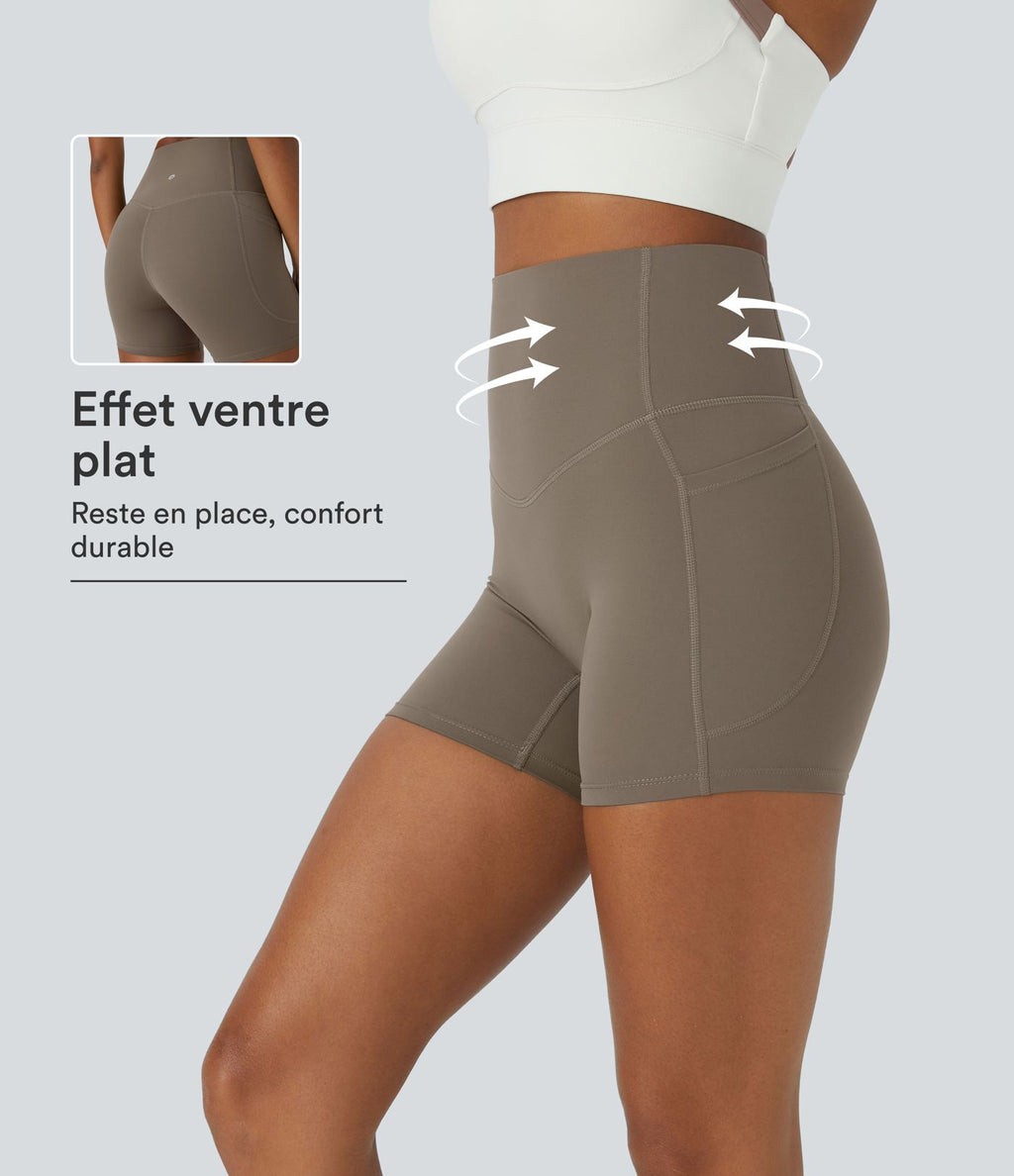 Short cycliste d'entraînement gainant taille haute UltraSculpt™ SoCinched à poches latérales 12,5 cm