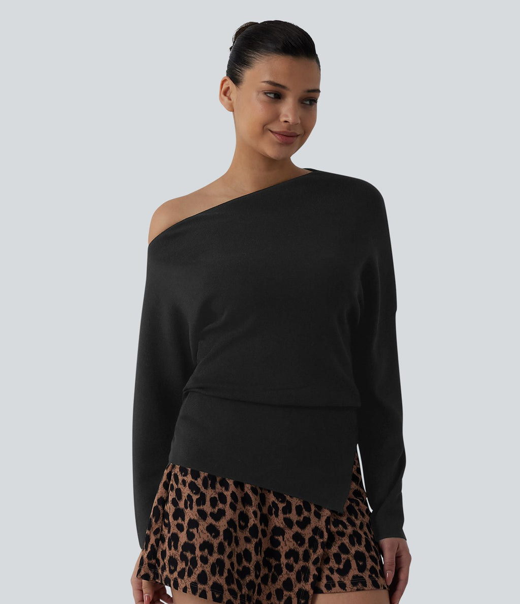 Pull casual une épaule manches longues