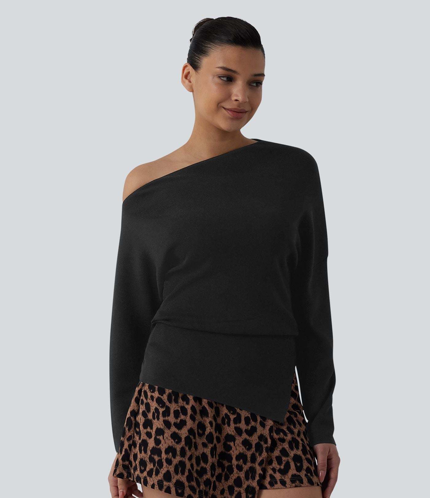 Pull casual une épaule manches longues