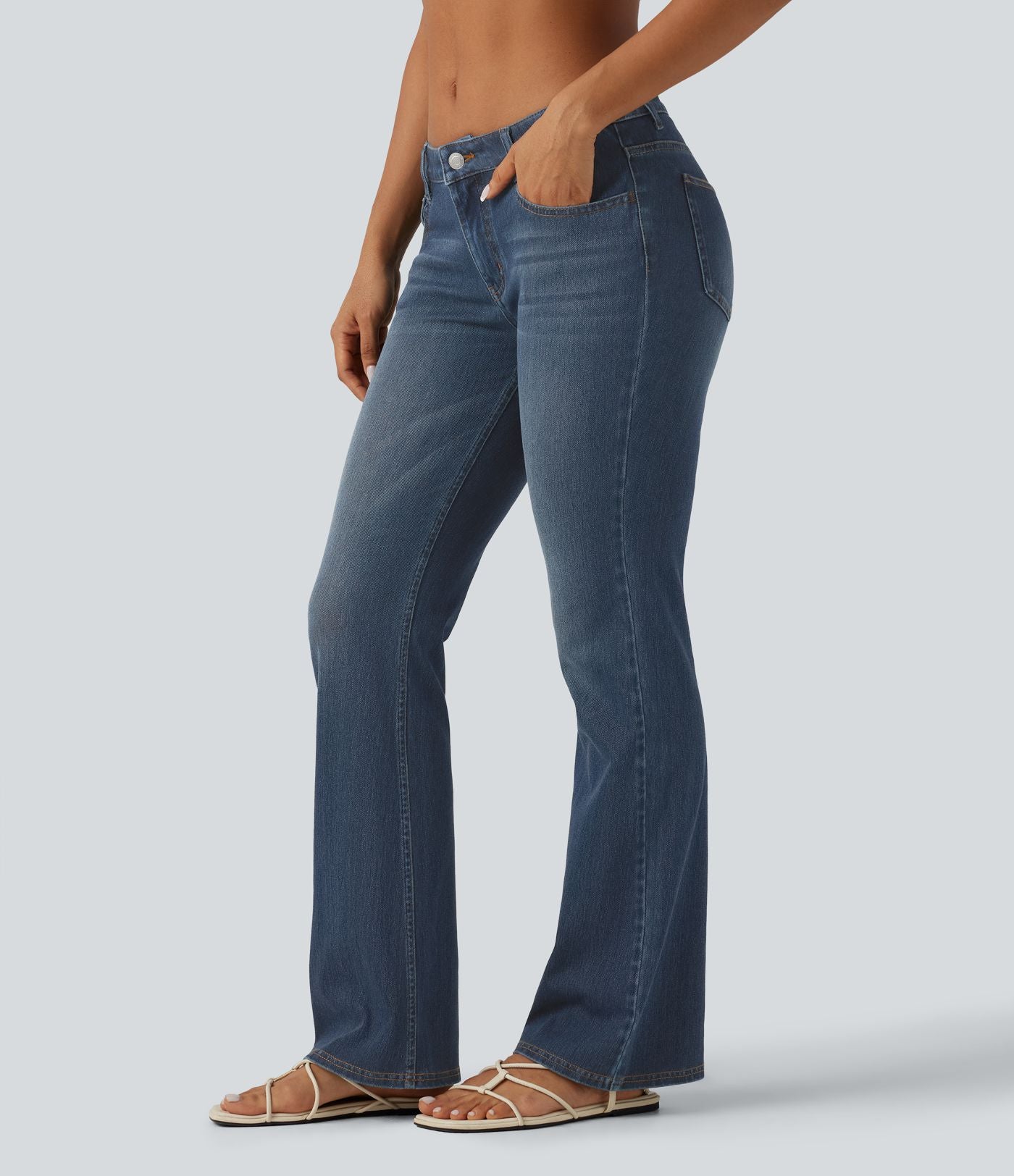 Jean bootcut Halara Flex™ taille basse délavé avec poches