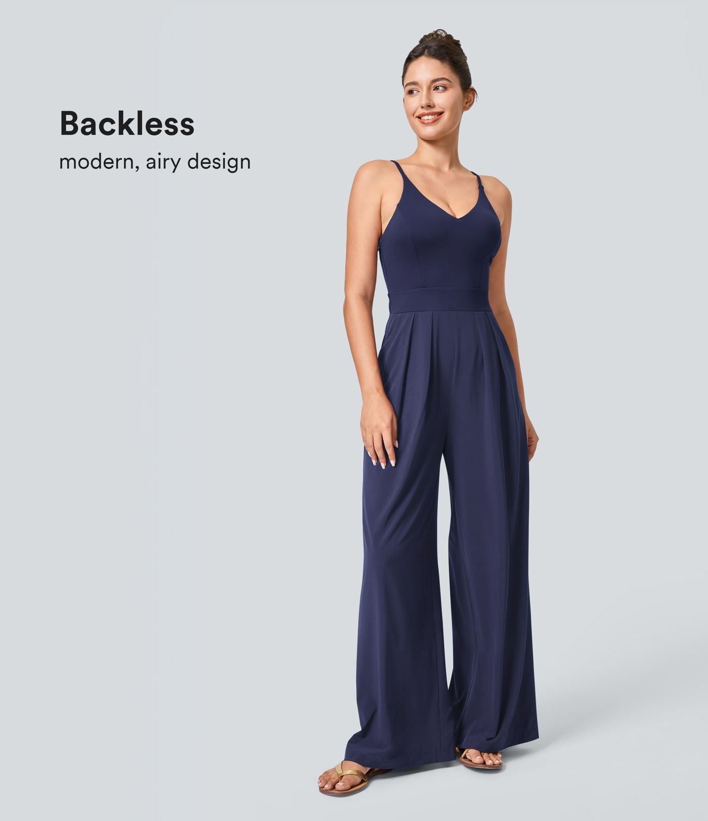 Breezeful™ Combinaison Dos Nu Poche Zippée Invisible Sur le Côté Jambe Large Séchage Rapide