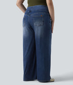 Halara Flex™ Jean large décontracté grande taille taille mi-haute en lyocell lavé avec poches