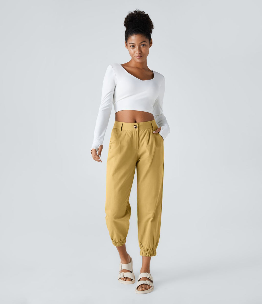Joggings décontractés à taille mi-haute avec poches