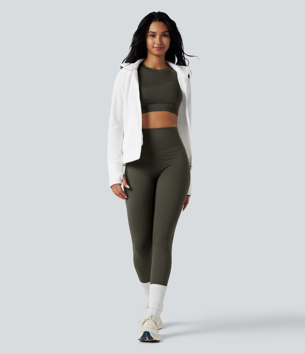 Legging running polaire thermique gainant croisé dos taille haute Halara UltraSculpt™ Heat avec poches