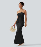 Robe maxi sirène SoftlyZero™ Plush bustier avec maintien intégré, coussinets amovibles et mesh contrasté
