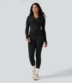 Veste yoga Halara UltraSculpt™ push-up col V manches longues avec trous pouces et poches