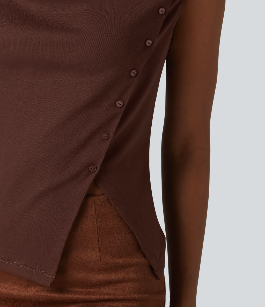 T-shirt décontracté à col bénitier et manches courtes