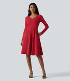 Robe midi SoftlyZero™ Airy 2-en-1 effet frais InstantCool à manches longues, coupe portefeuille et poches