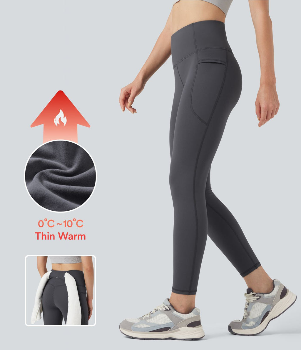 Legging 7/8 en molleton taille haute de randonnée avec poches