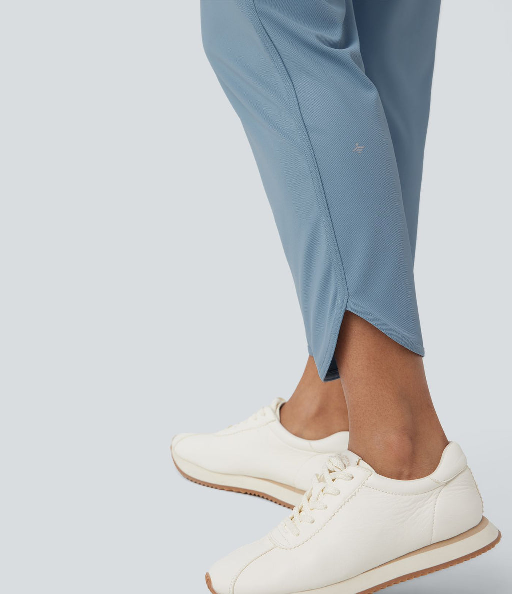 Pantalon de golf fuselé, taille mi-haute, cordon, ourlet courbé, séchage rapide, avec poches—UPF40+