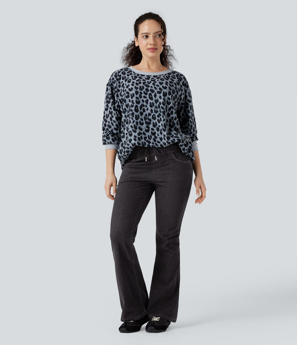 Halara Flex™ Denim Heat Legging casual évasé taille haute avec cordon de serrage et poches