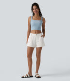 Short en jean Halara Flex™ taille basse décontracté 7,5 cm avec poches