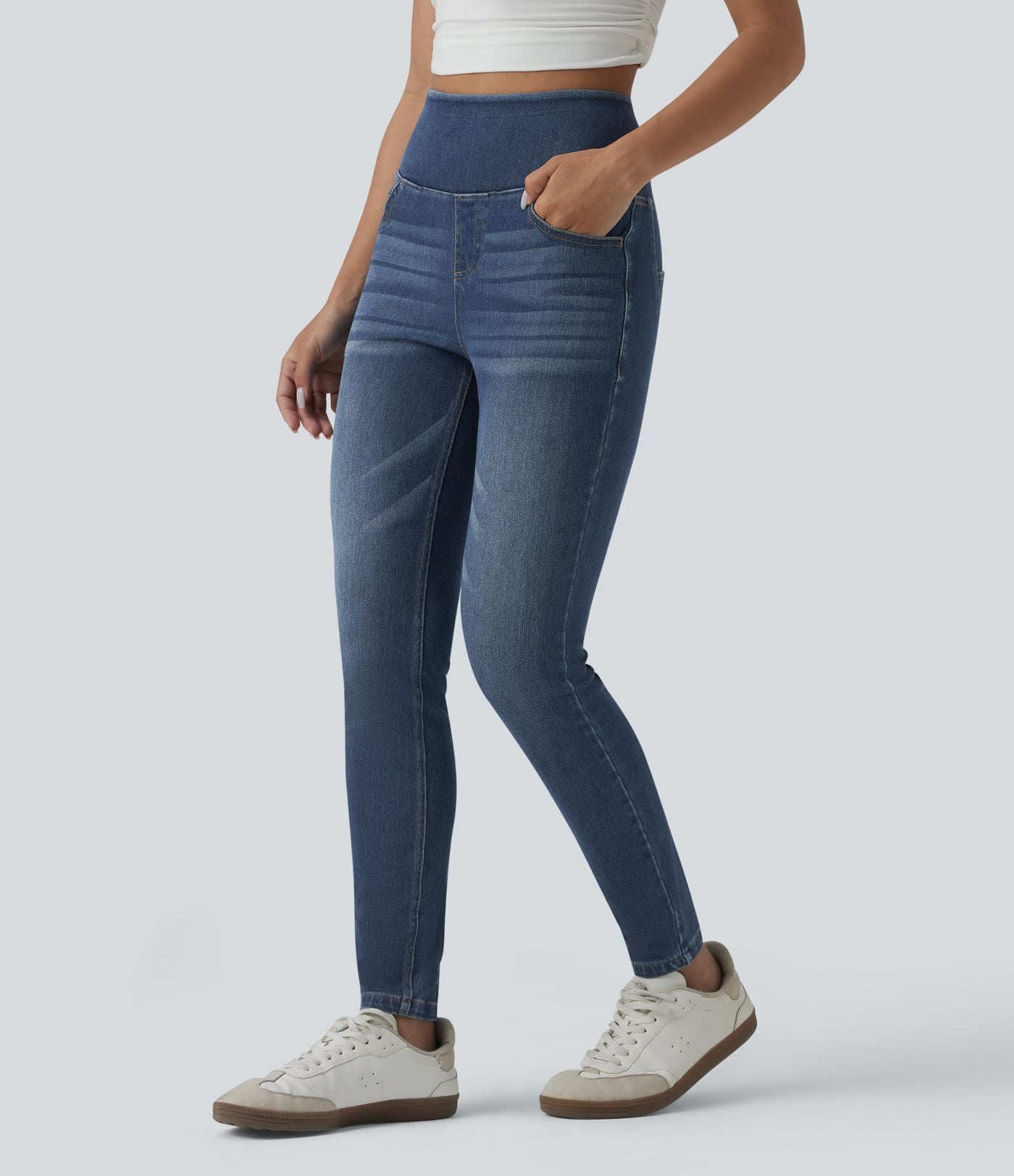 Jean skinny 7/8 casual taille haute Halara Flex™ avec poches