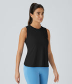 Top Débardeur Yoga Uni à Ourlet Croisé et Découpe
