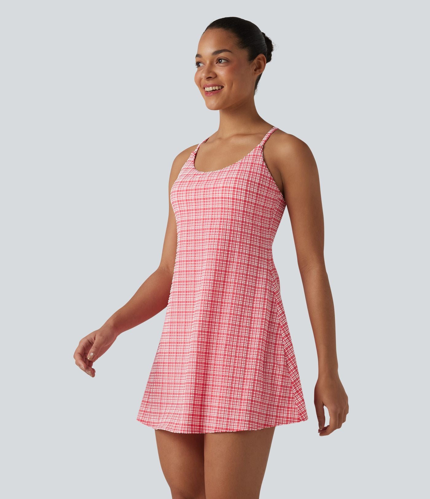 Robe sport mini 2-en-1 de tennis à carreaux tartan froissés, séchage rapide et poches – Édition Easy Peasy