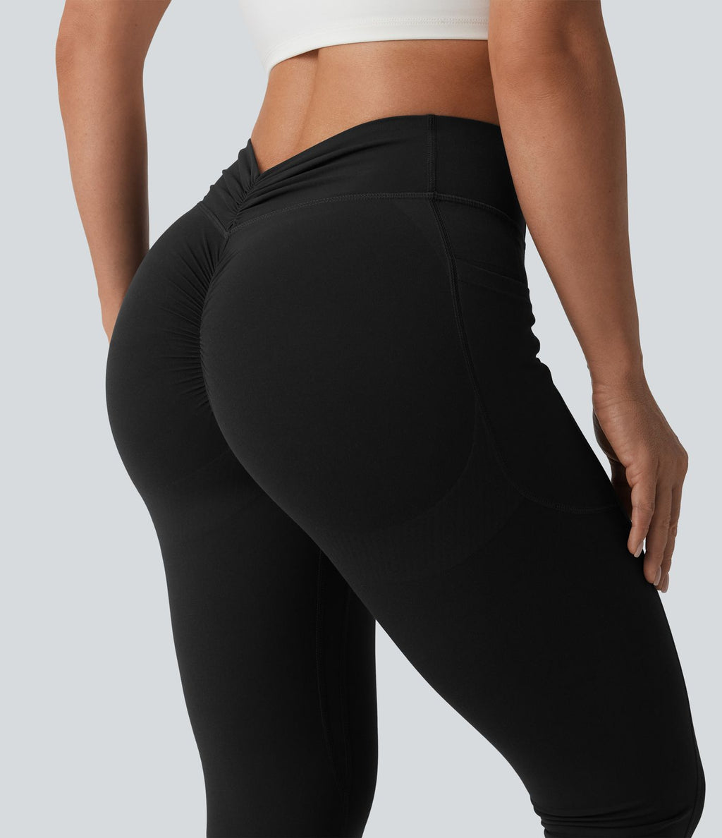 Halara UltraSculpt™ Legging yoga corsaire gainant push-up taille haute à fronces avec poches